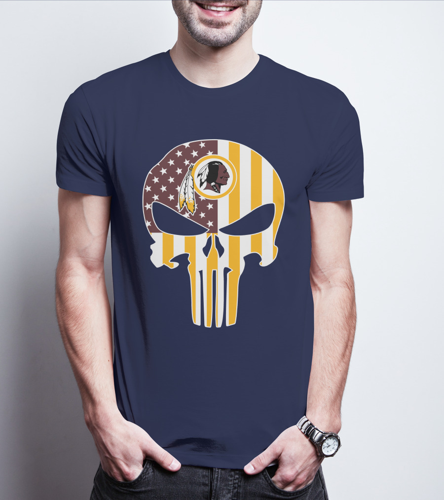 Washington Redskins Punisher Skull American Flag T-Shirt