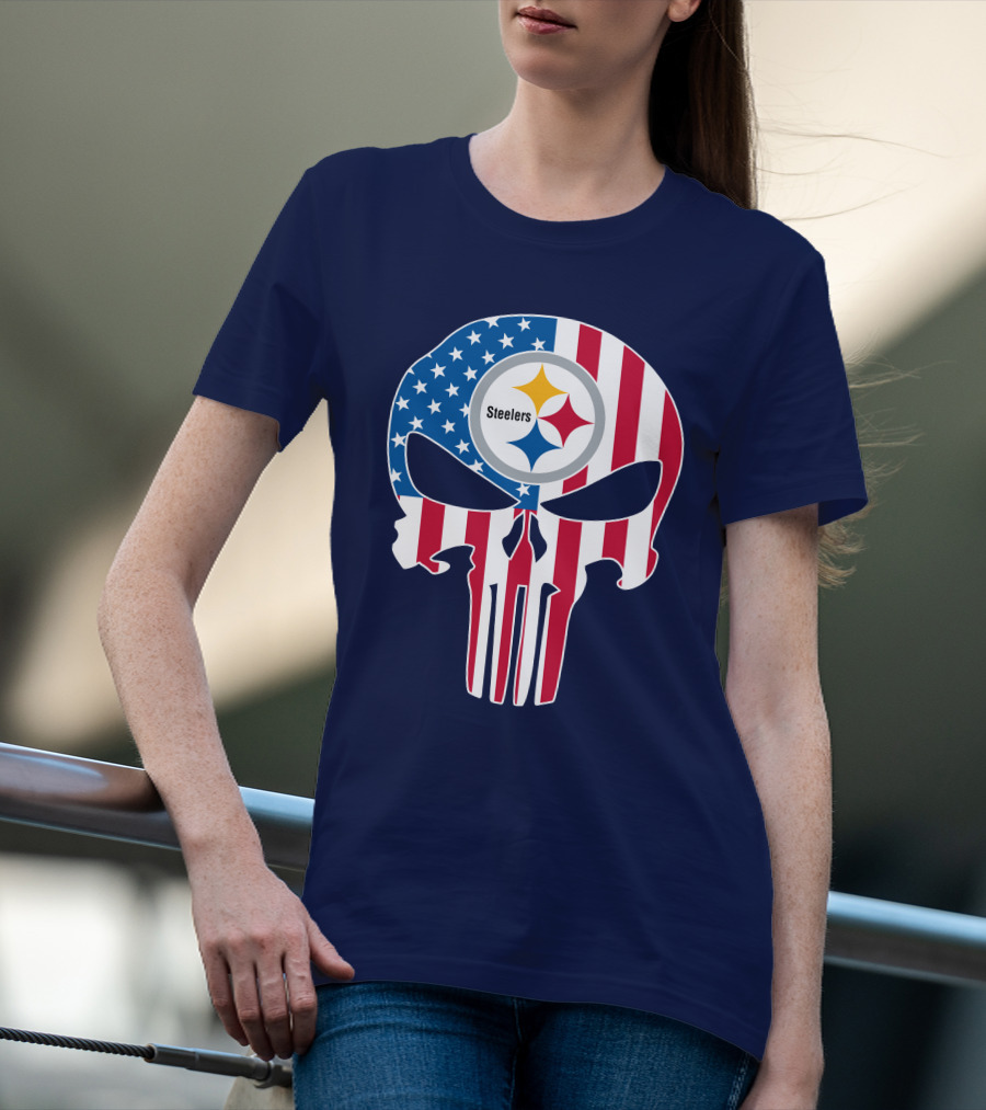 Pittsburgh Steelers The Punisher American Flag T-Shirt