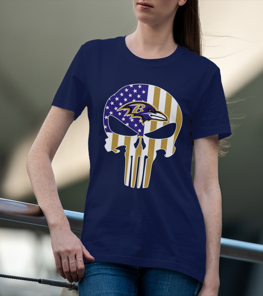 Baltimore Ravens Punisher American Flag T-Shirt