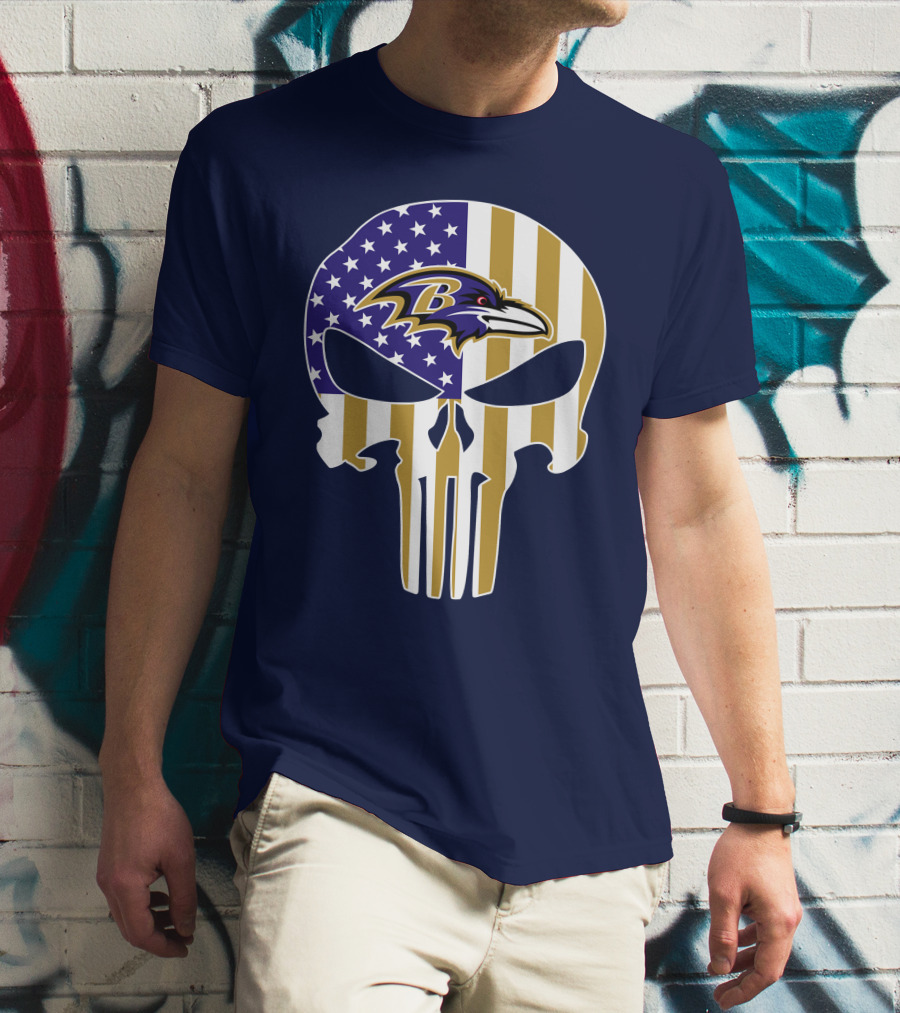 Baltimore Ravens Punisher American Flag T-Shirt