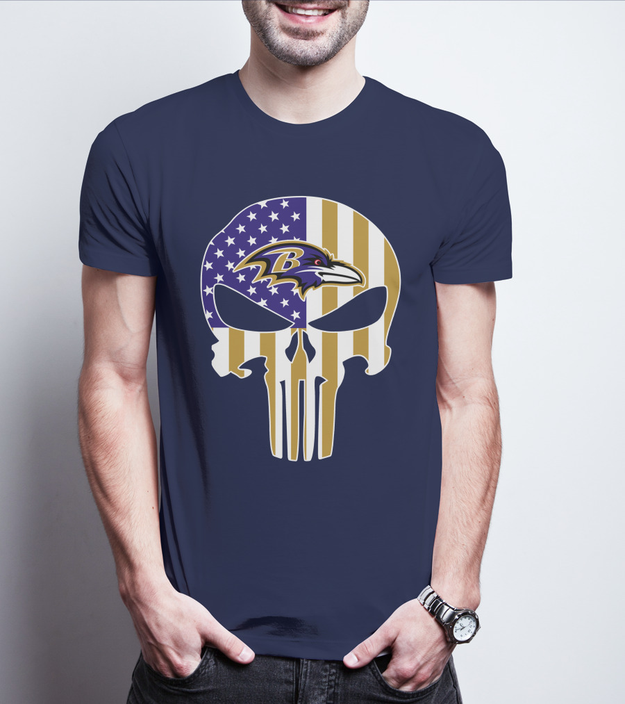 Baltimore Ravens Punisher American Flag T-Shirt