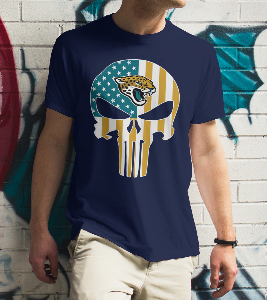 Jacksonville Jaguars The Punisher American Flag Logo 18 T-Shirt