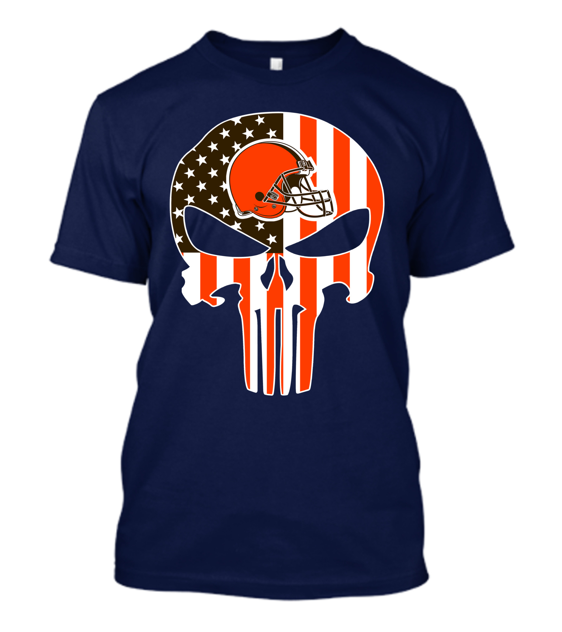 Cleveland Browns The Punisher American Flag Helmet Skull T-Shirt