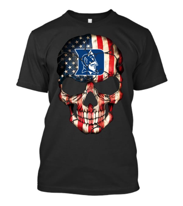 Duke Blue Devils American Flag Skull T-Shirt