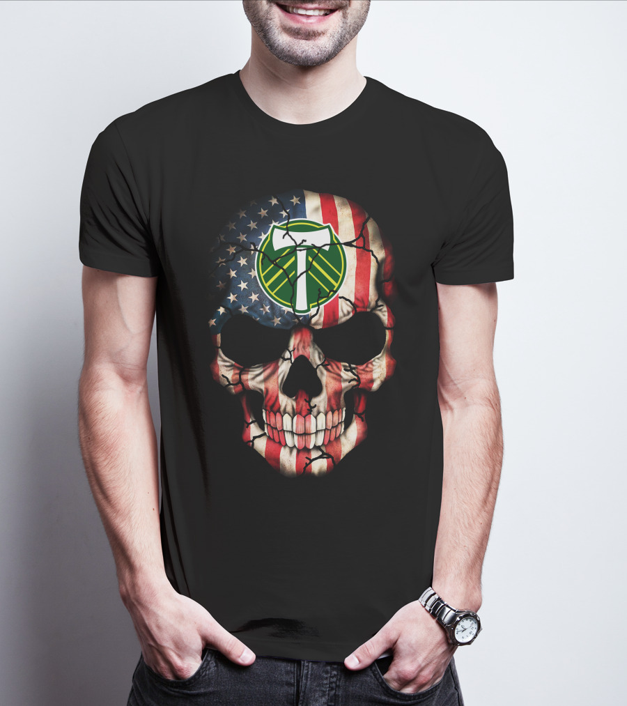 Portland Timbers American Flag Skull T-Shirt