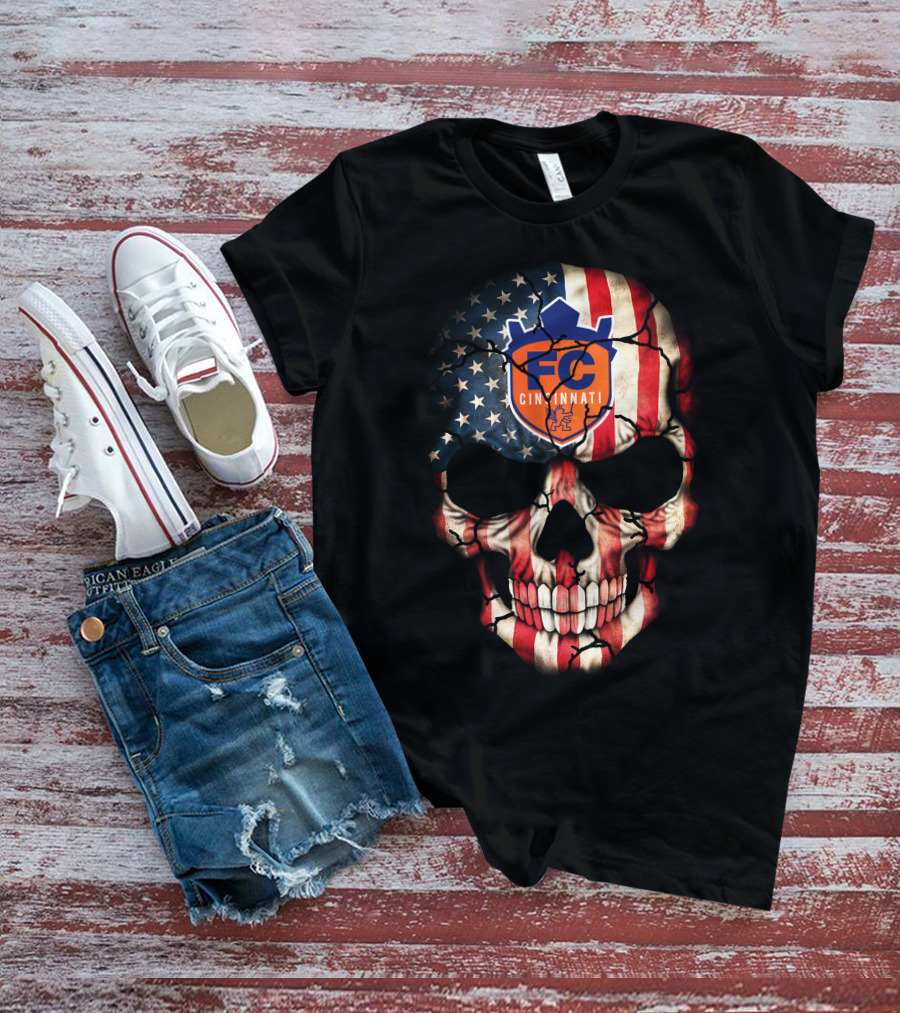Fc Cincinnati American Flag Skull T-Shirt