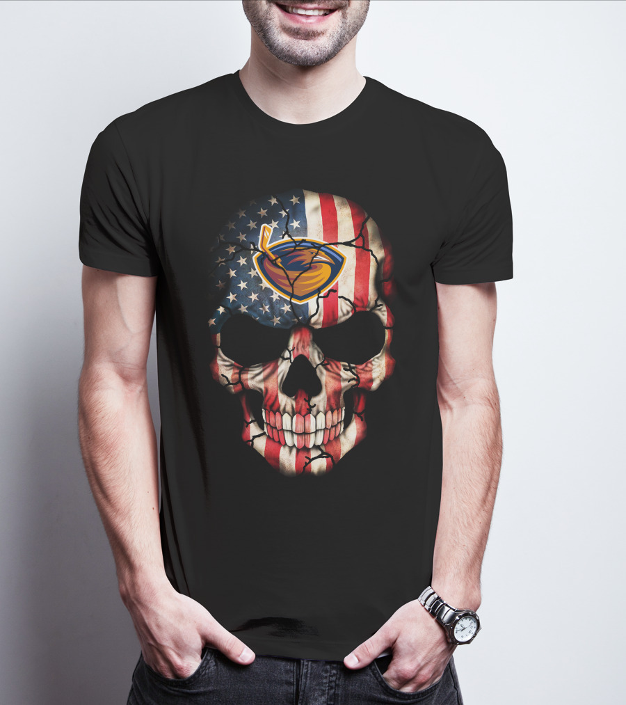 Atlanta Thrashers American Flag Skull T-Shirt