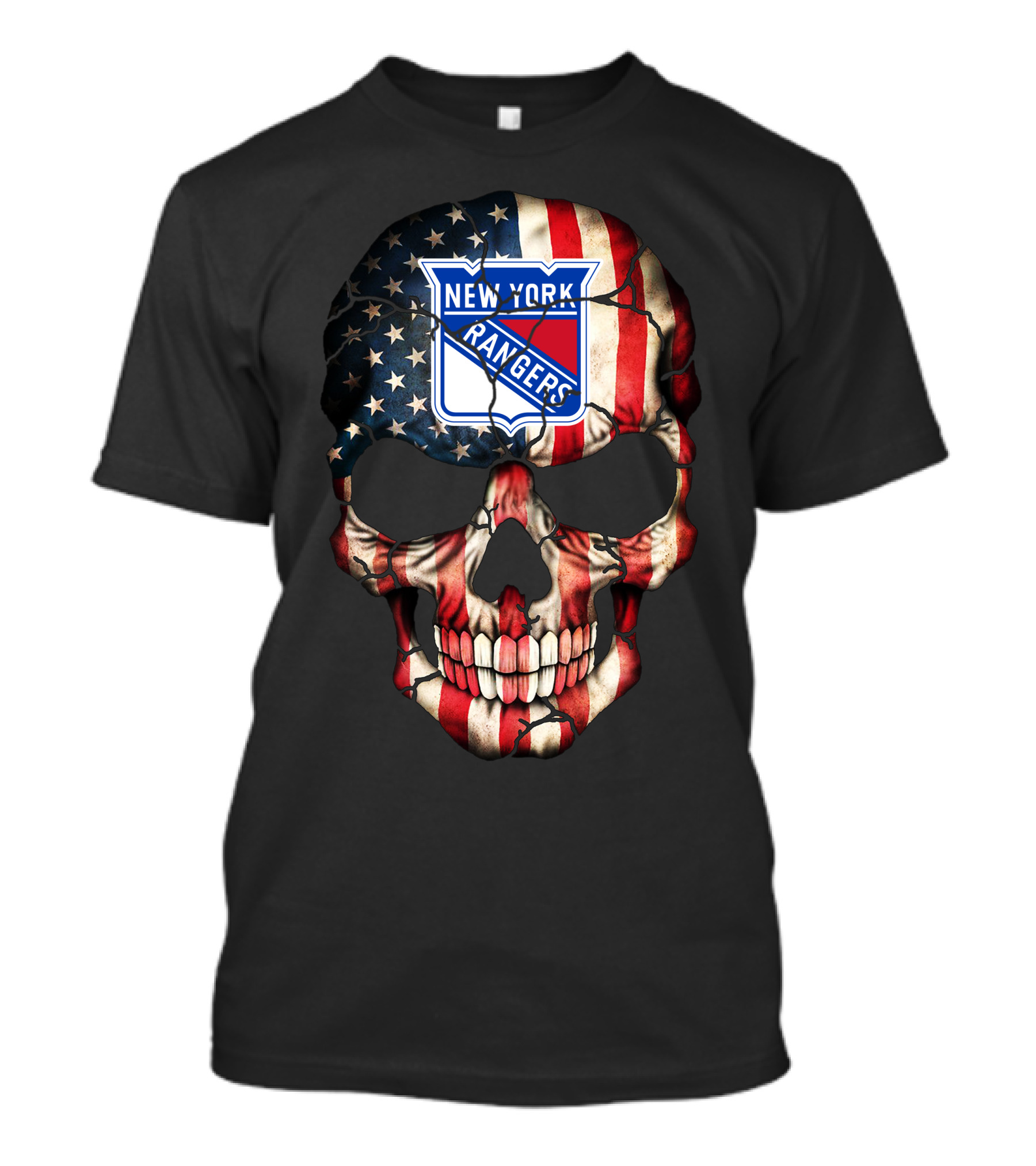 New York Rangers American Flag Skull T-Shirt