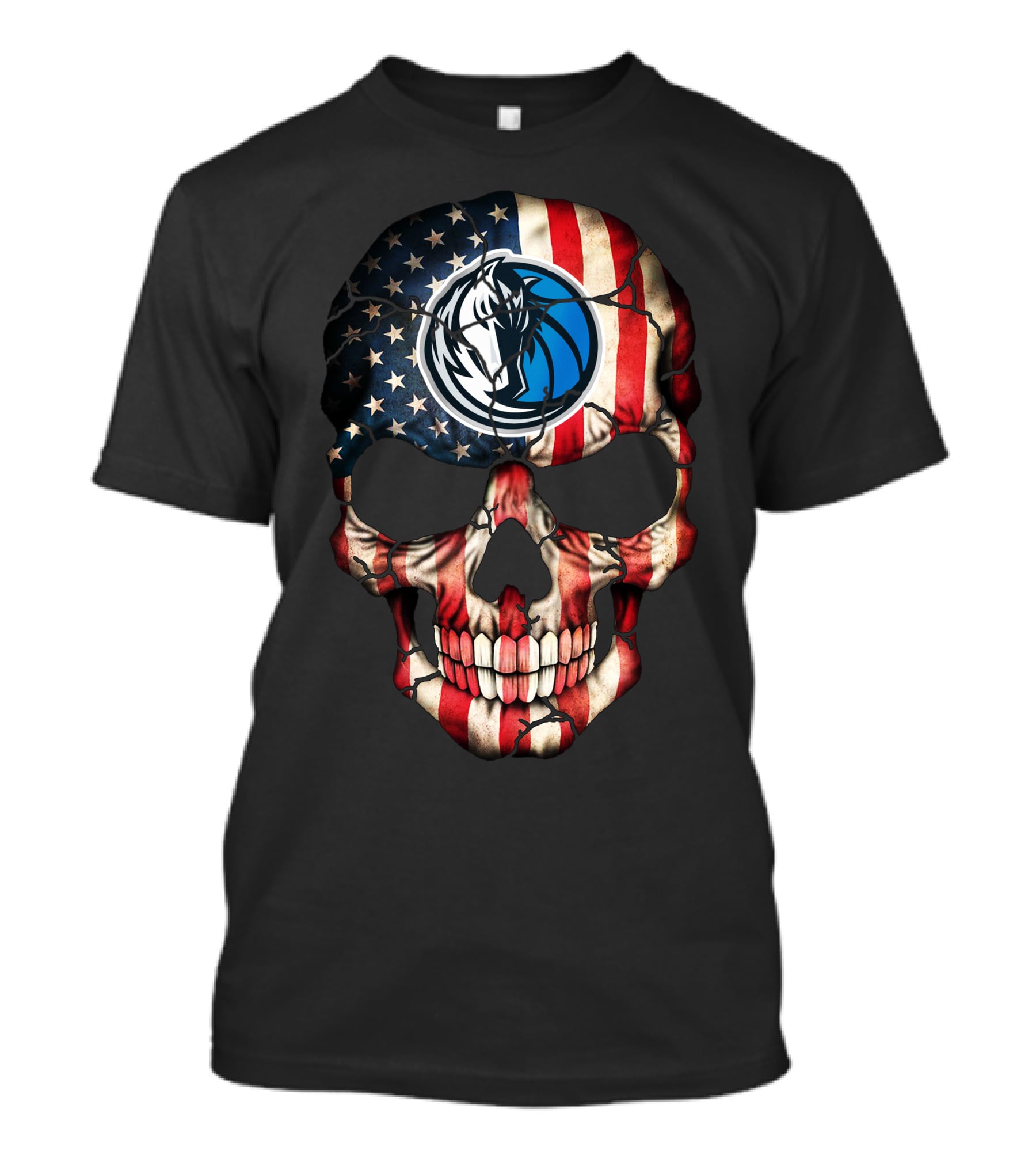 Dallas Mavericks American Flag Skull T-Shirt