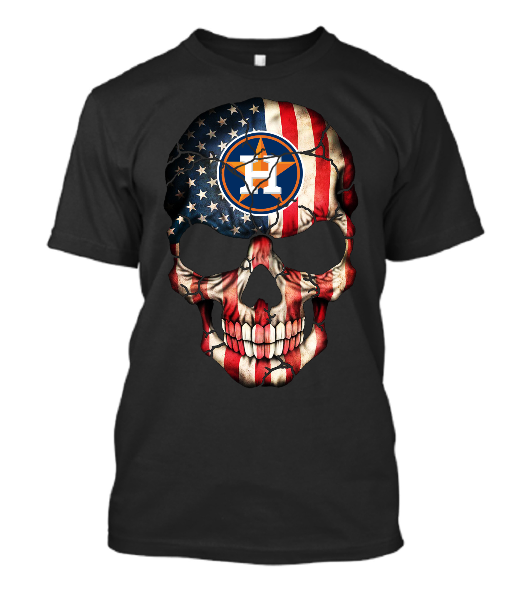 Houston Astros American Flag Skull T-Shirt