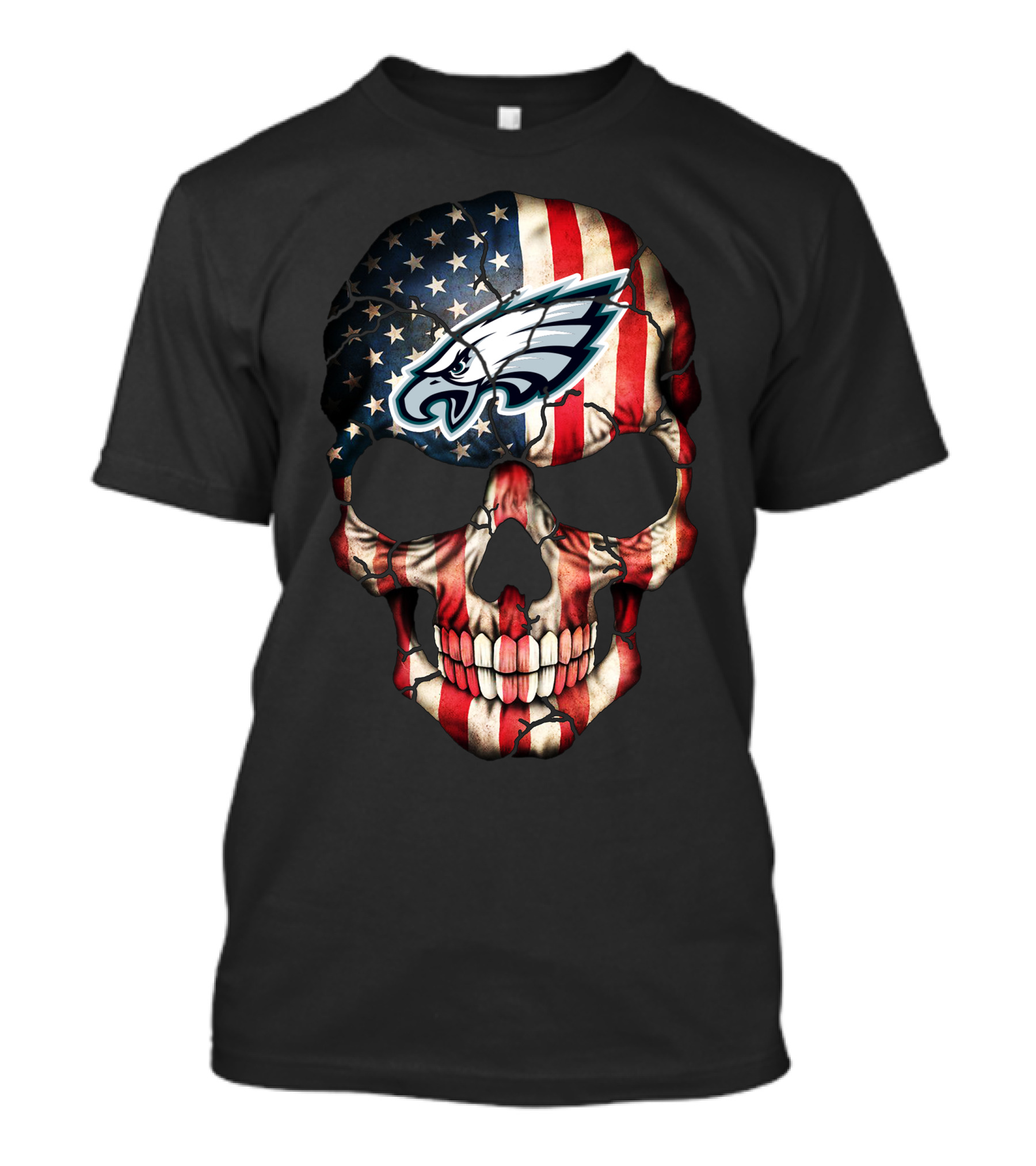 Philadelphia Eagles American Flag Skull T-Shirt
