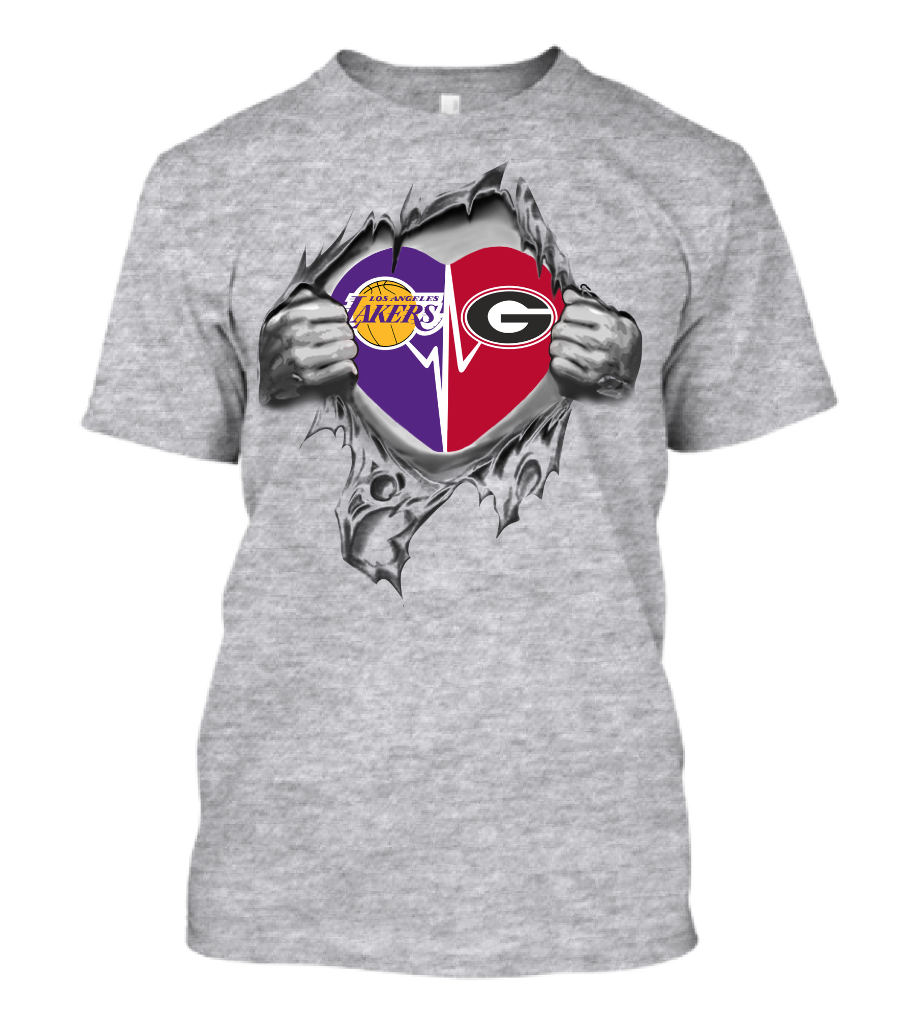 Los Angeles Lakers And Georgia Bulldogs Heart T-Shirt