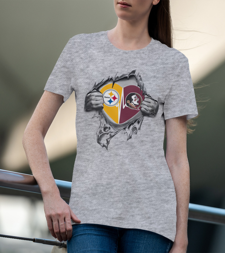 Steelers Florida State Seminoles Heart T-Shirt