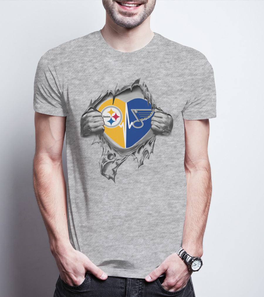 Steelers St Louis Blues Heart T-Shirt