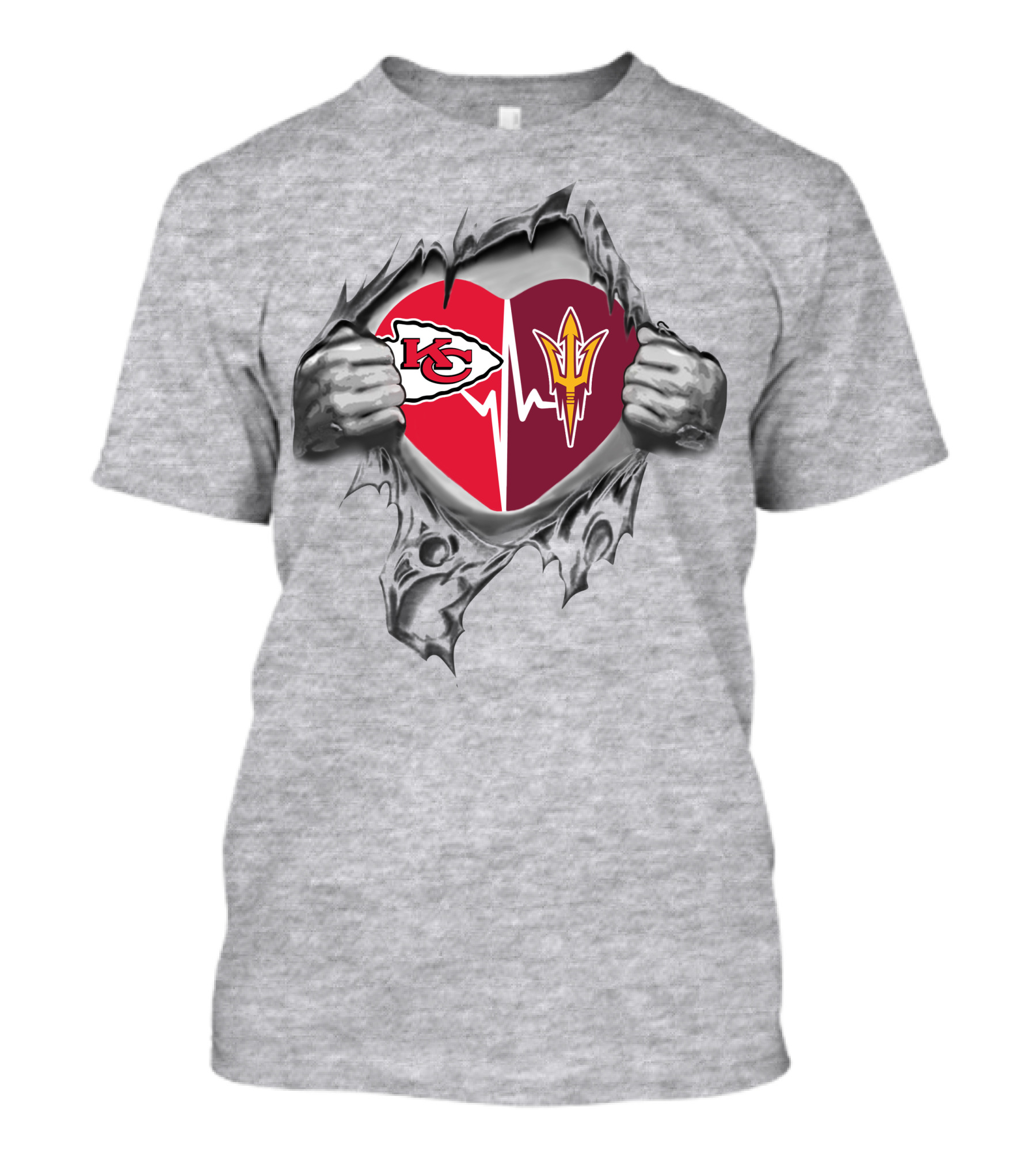 Chiefs Arizona State Sun Devils Heartbeat Passion T-Shirt