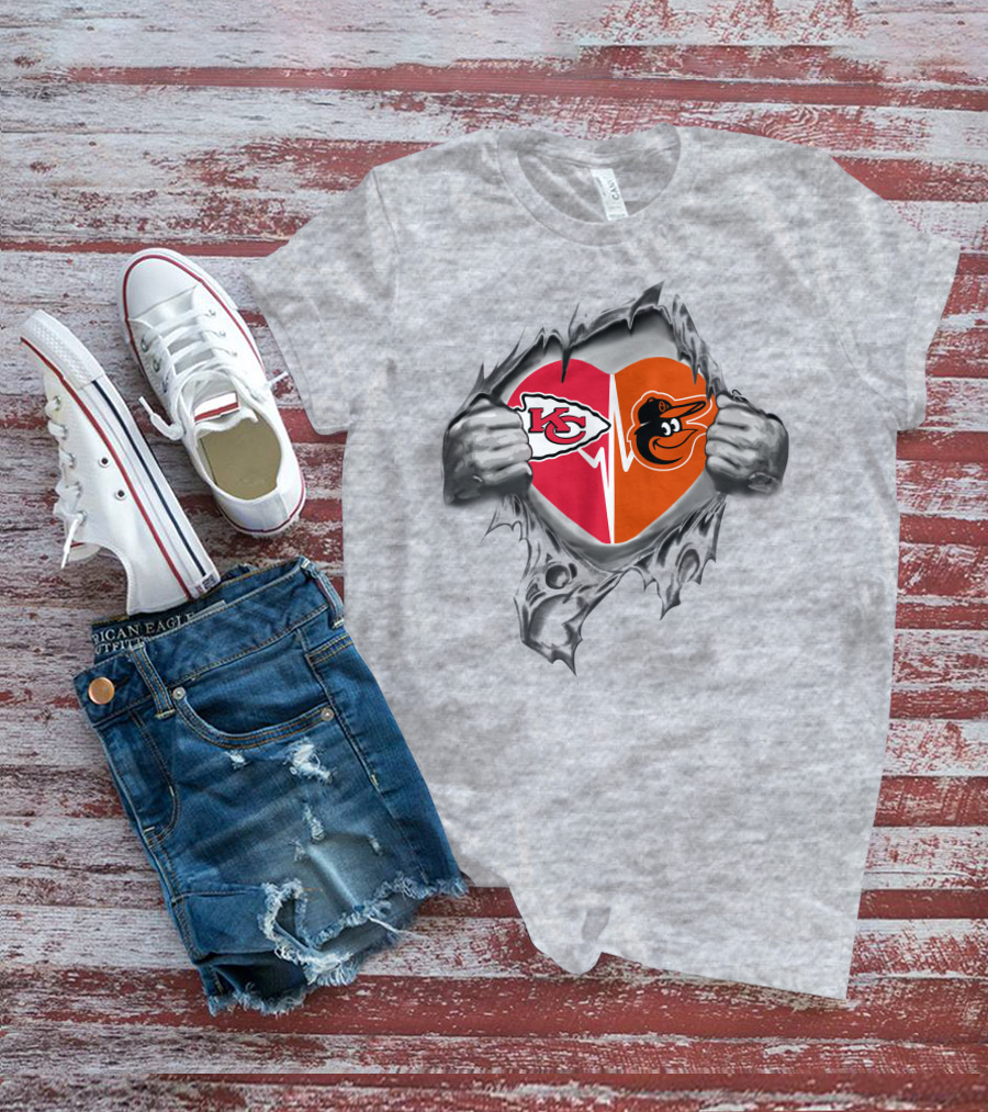 Chiefs Baltimore Orioles Heartbeat Passion T-Shirt