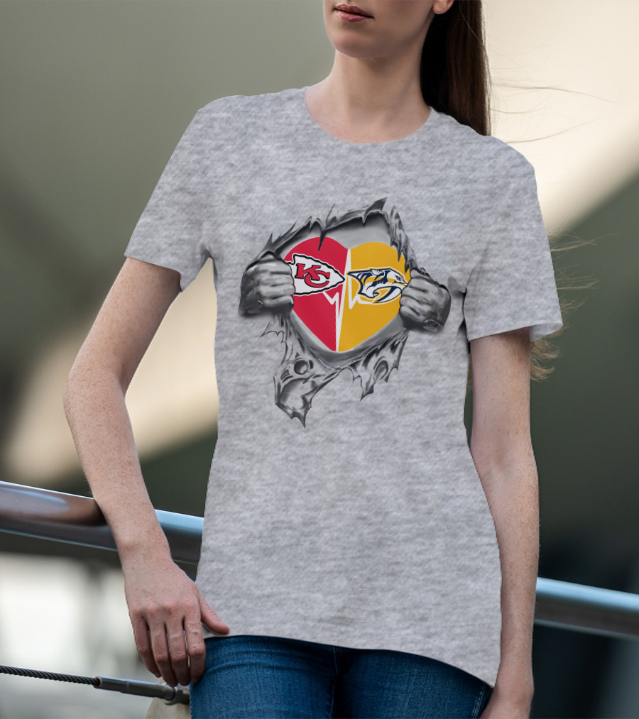 Chiefs Nashville Predators Heart T-Shirt