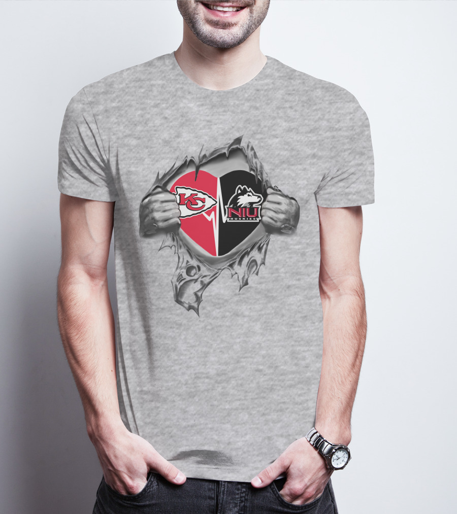 Chiefs Niu Huskies Heart Logo Fusion T-Shirt