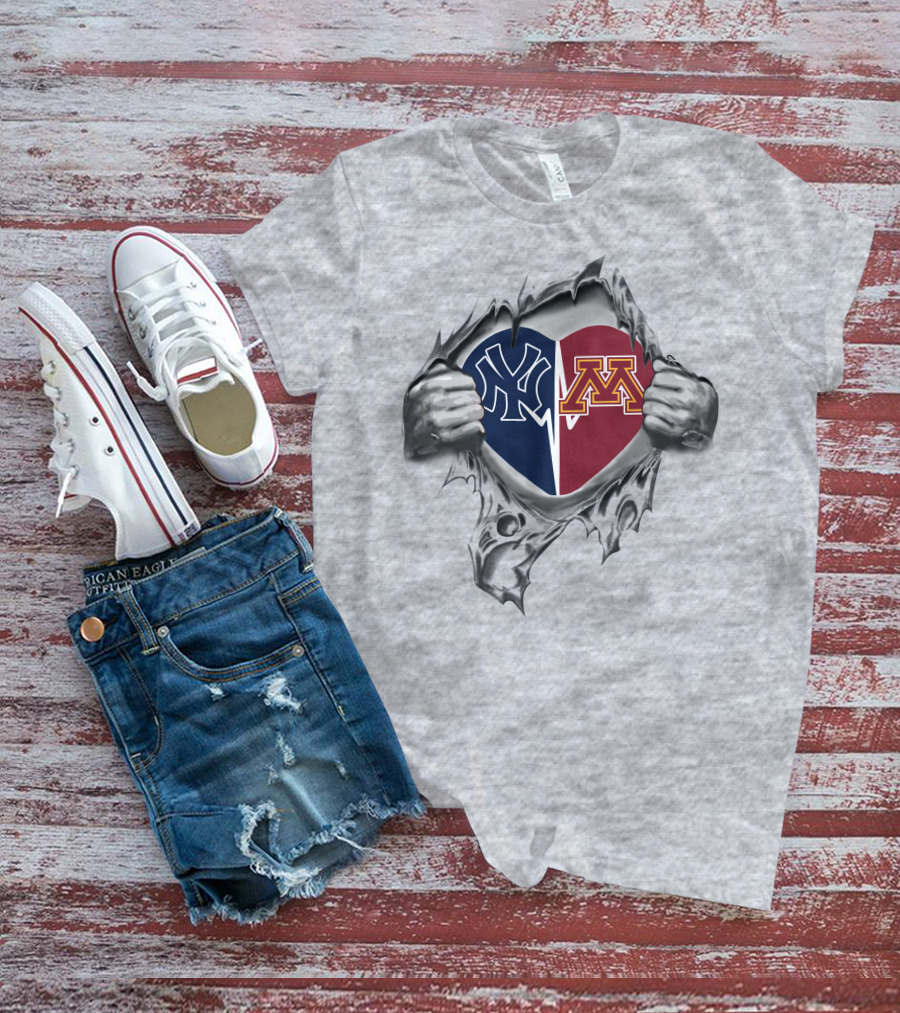 Yankees Gophers Split Heart T-Shirt
