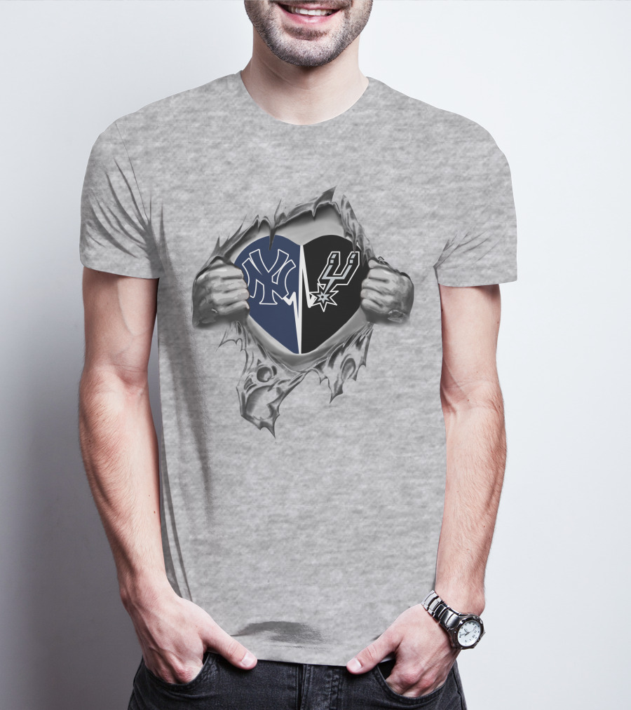 Yankees San Antonio Spurs Heart Connection T-Shirt