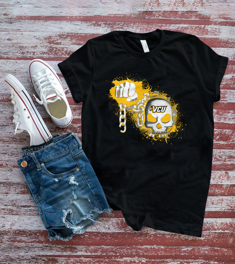 Vcu Rams Skull And Chains Fist T-Shirt