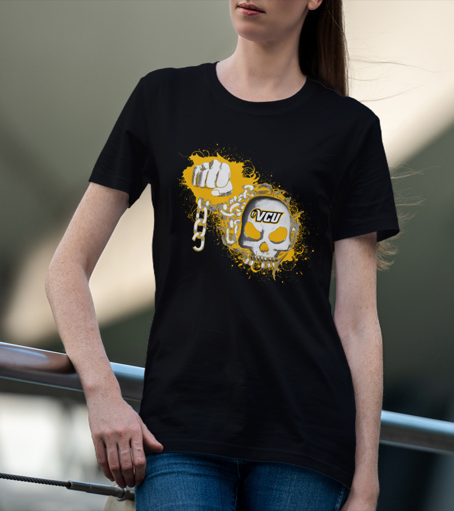 Vcu Rams Skull And Chains Fist T-Shirt