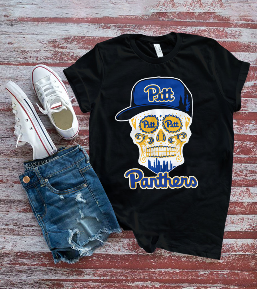 Pitt Panthers Skull With Hat Fun T-Shirt