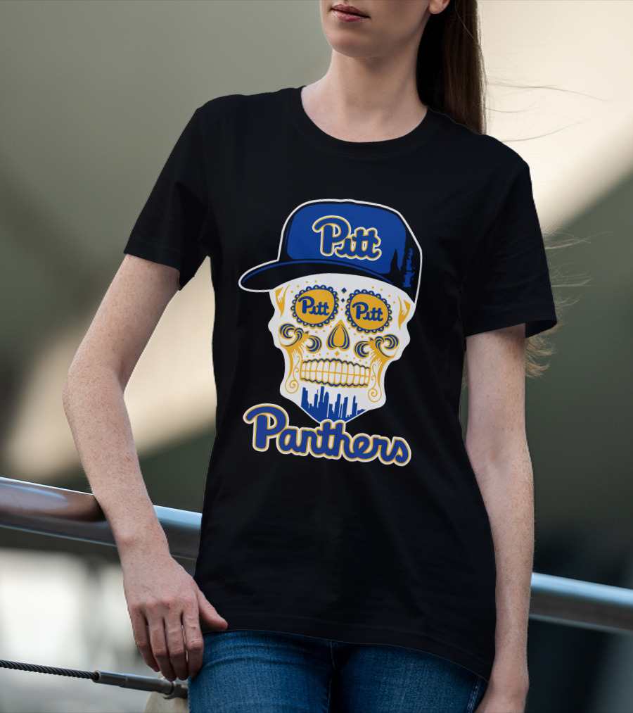 Pitt Panthers Skull With Hat Fun T-Shirt