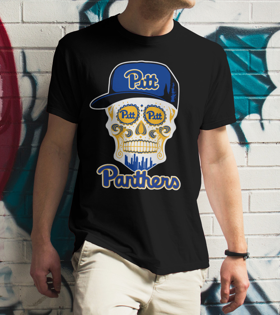 Pitt Panthers Skull With Hat Fun T-Shirt