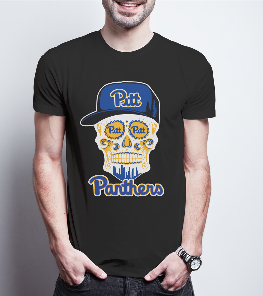 Pitt Panthers Skull With Hat Fun T-Shirt