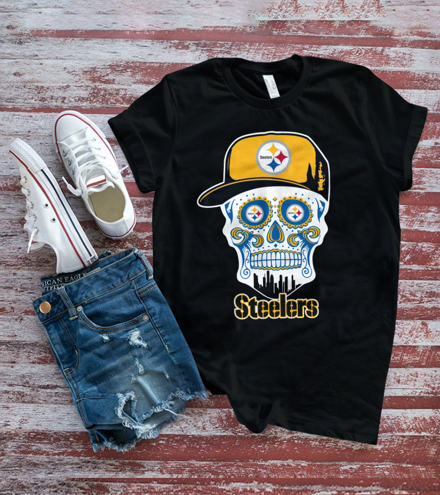 Pittsburgh Steelers Skull City Skyline Snapback T-Shirt
