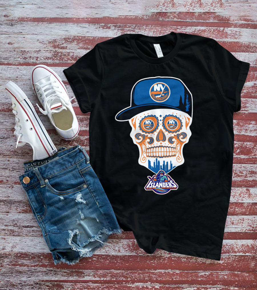 New York Islanders Skull With Cap T-Shirt