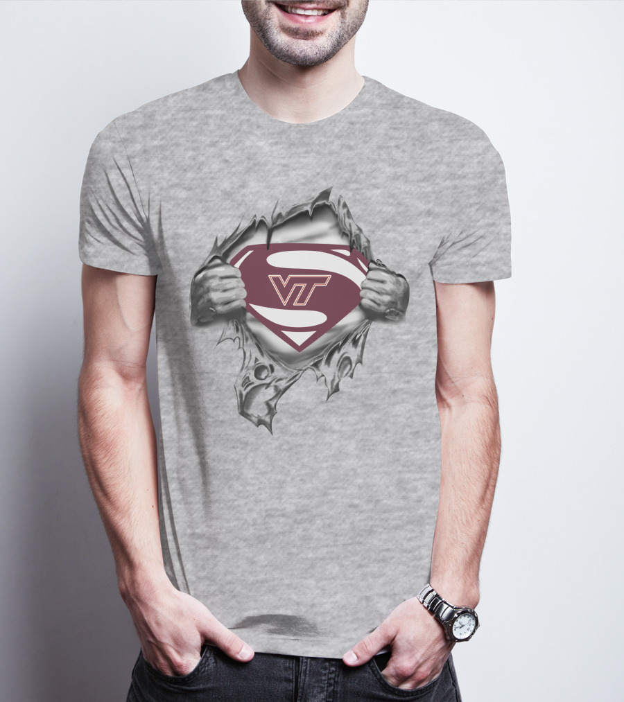 Virginia Tech Hokies Vt Superman Emblem Burst T-Shirt