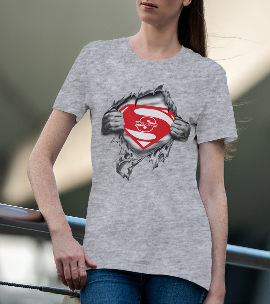 Stanislaus Warriors Superman Logo Silver Hands Tear T-Shirt