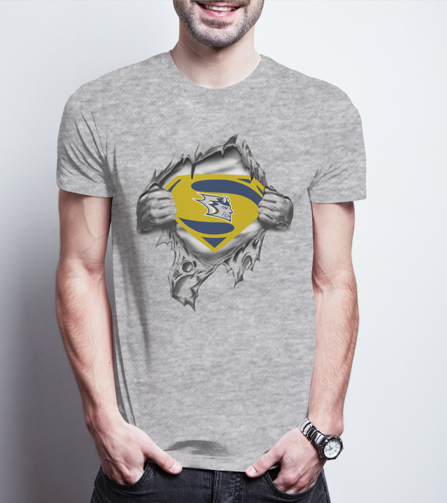 Stout Blue Devils Superman Chest Emblem Tear Open T-Shirt