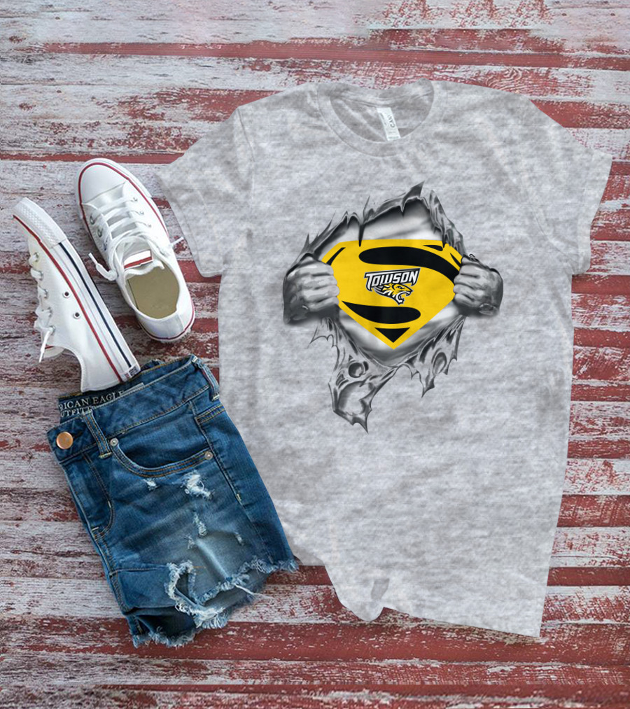 Towson Tigers Superman Logo Rip T-Shirt