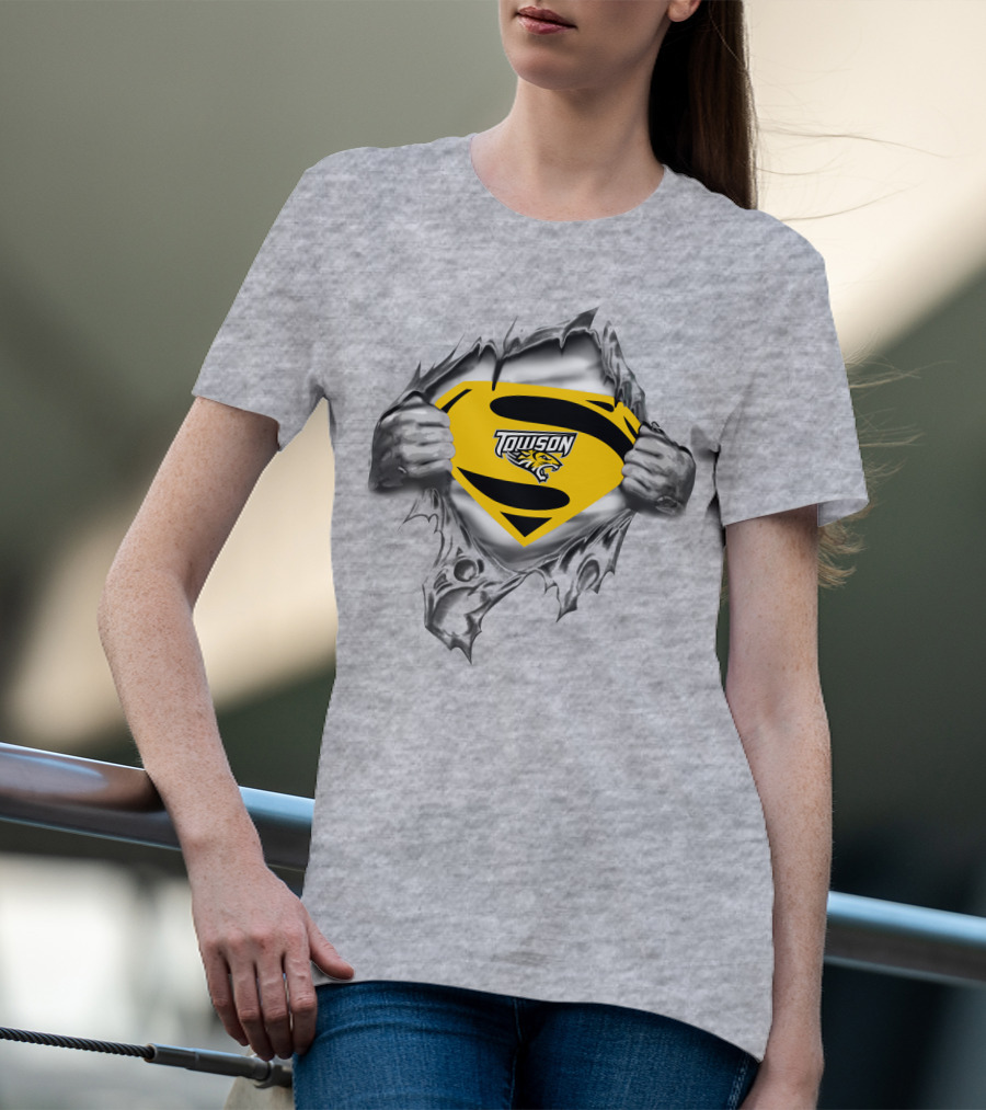 Towson Tigers Superman Logo Rip T-Shirt