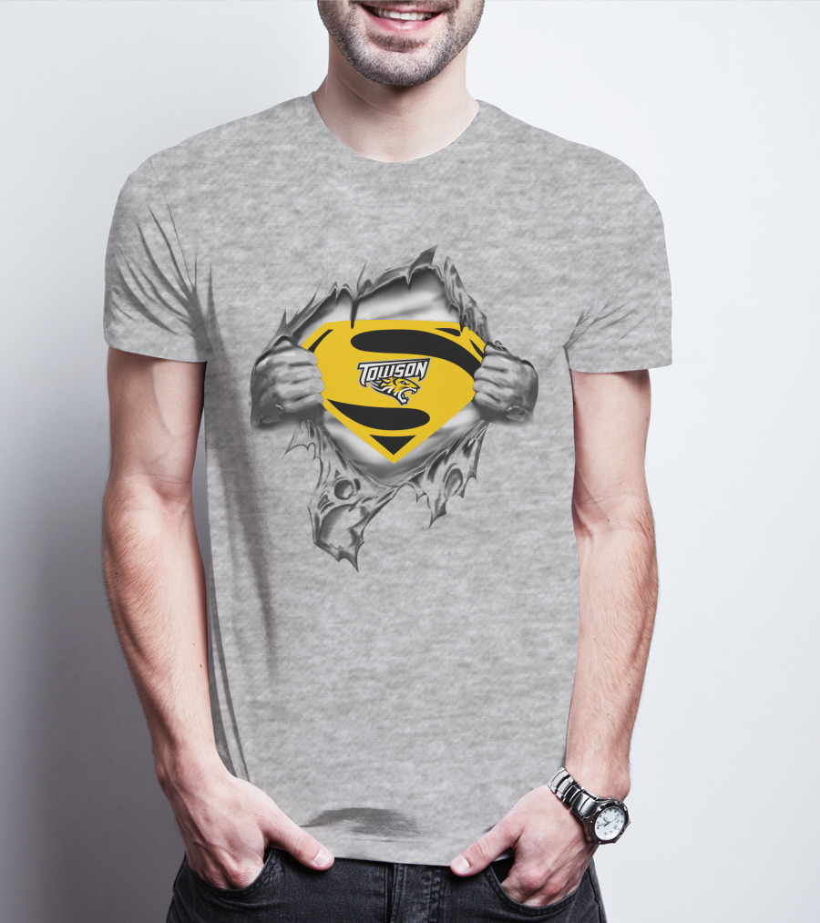 Towson Tigers Superman Logo Rip T-Shirt