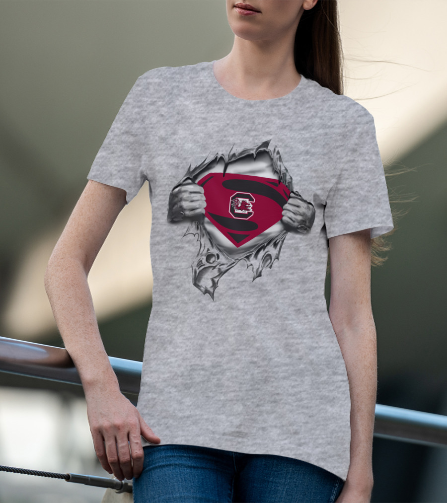 South Carolina Gamecocks Superman Shield Emblem Burst T-Shirt