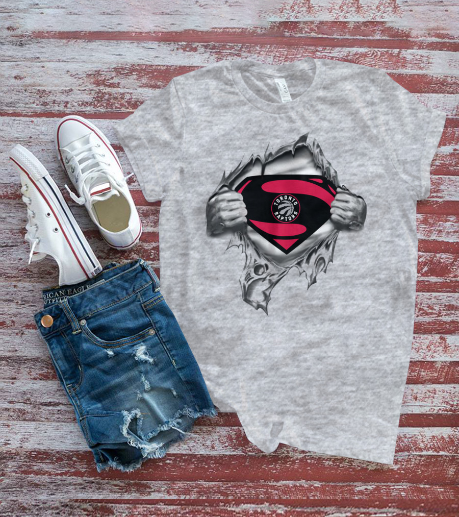 Toronto Raptors Superman Logo Rip Through T-Shirt