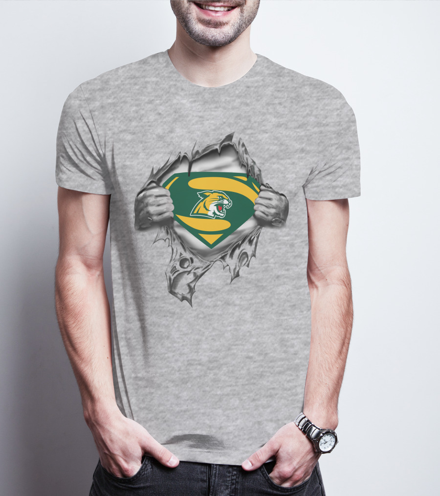 Northern Michigan Wildcats Superman Logo Rip 316 T-Shirt