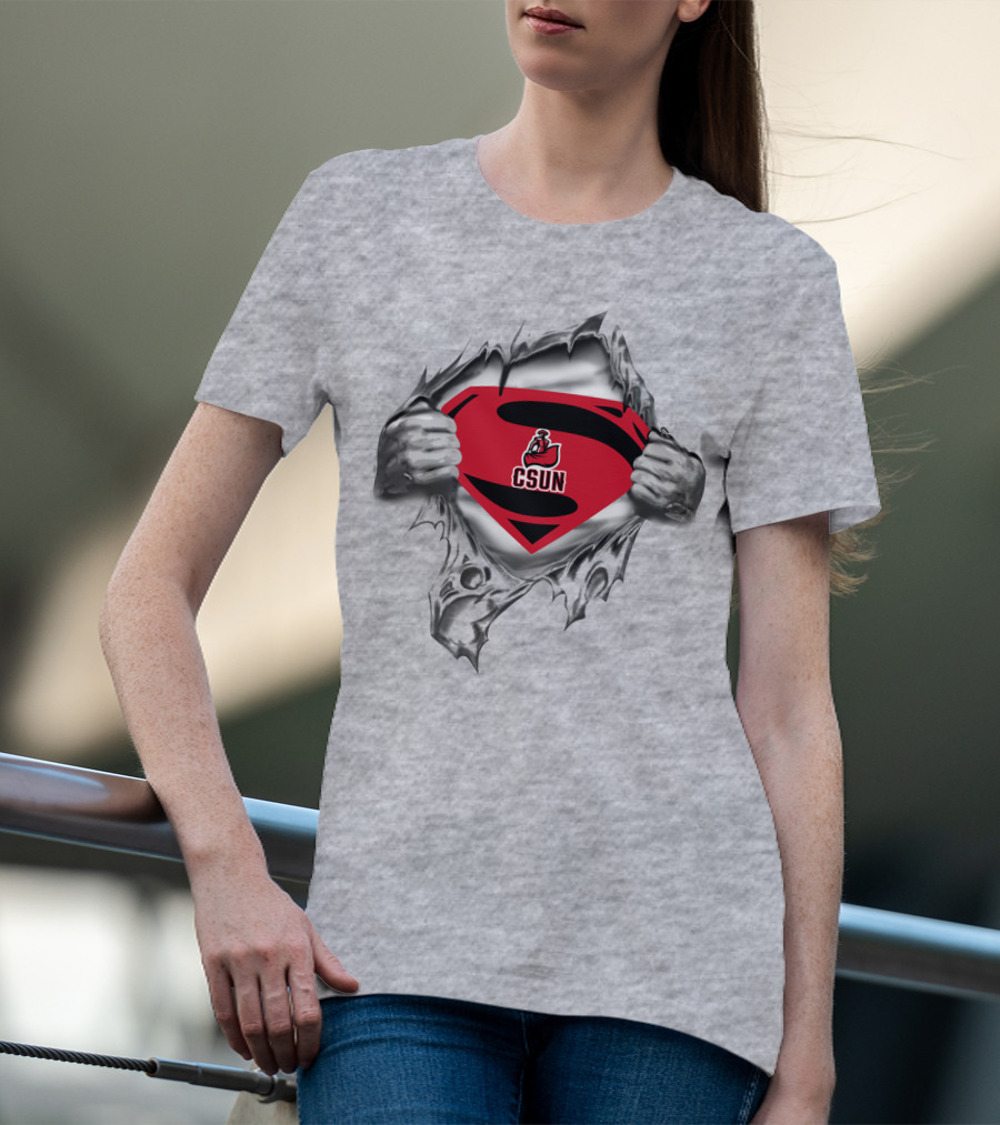 Csun Matadors Superman Logo Inside Ripped Metal T-Shirt