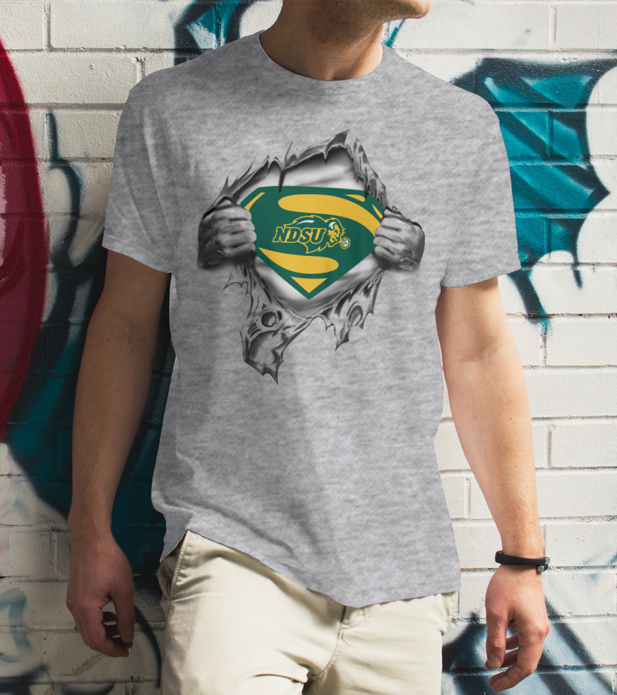 Ndsu Bison Superman Logo Torn Chest 275 North Dakota State T-Shirt