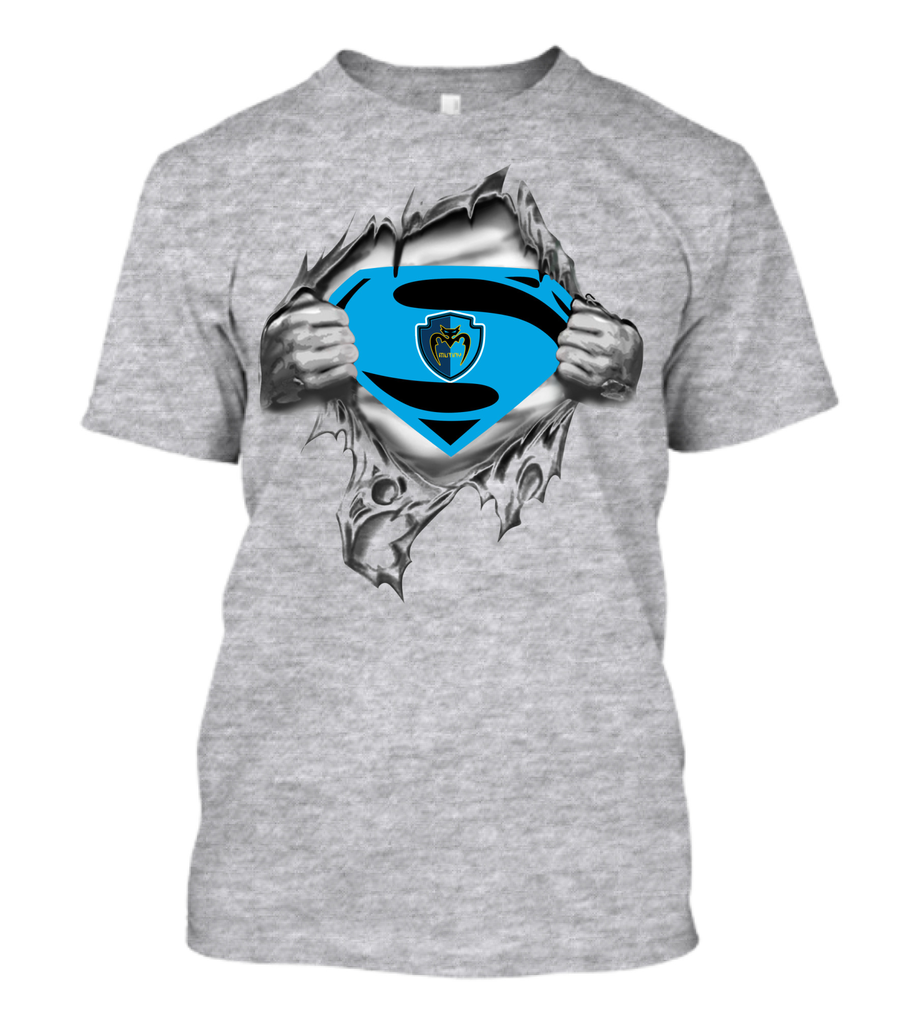 Tampa Bay Mutiny Superman Emblem With Ripped Silver Hands T-Shirt