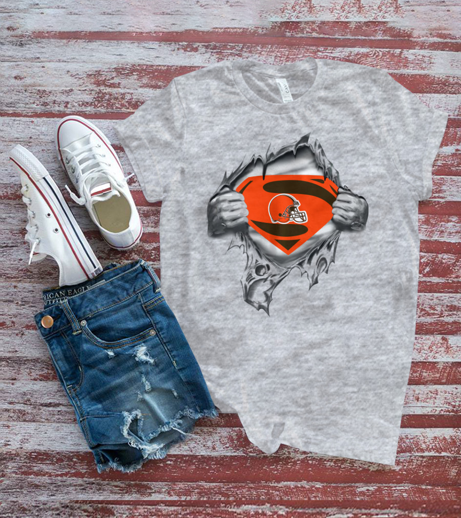 Cleveland Browns Superman Logo Rip T-Shirt