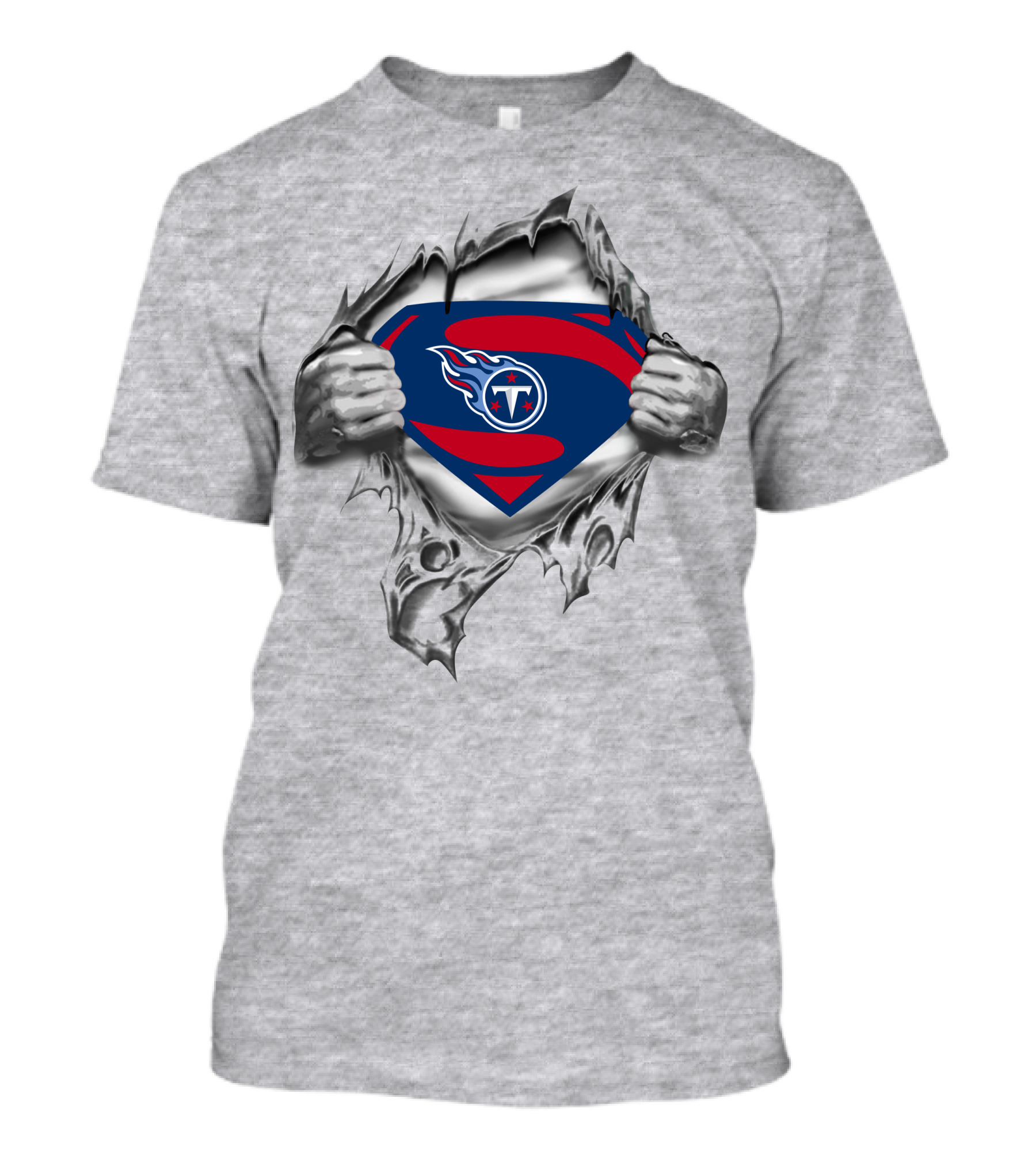 Tennessee Titans Superman Logo Torn Metal T-Shirt