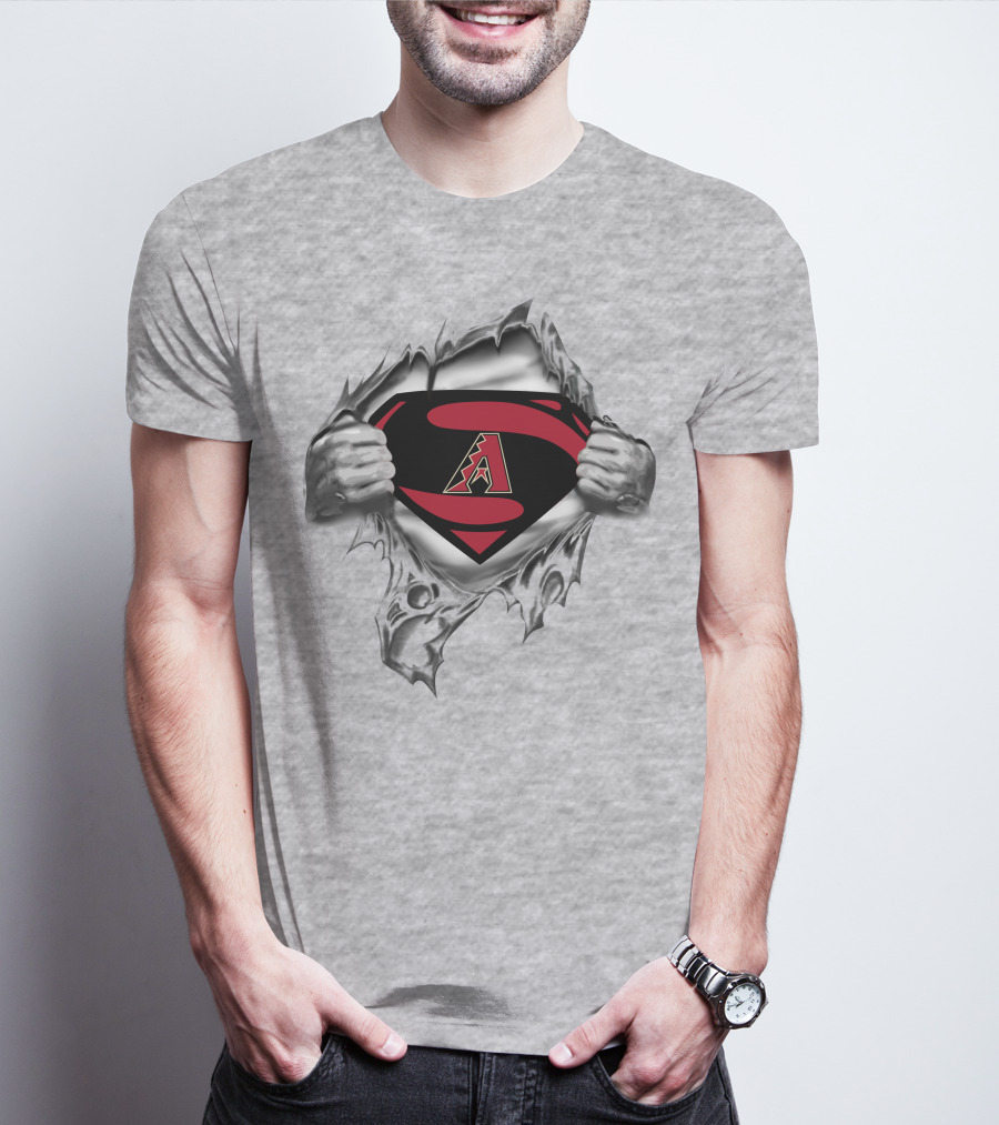 Arizona Diamondbacks Superman Logo Emblem Torn T-Shirt