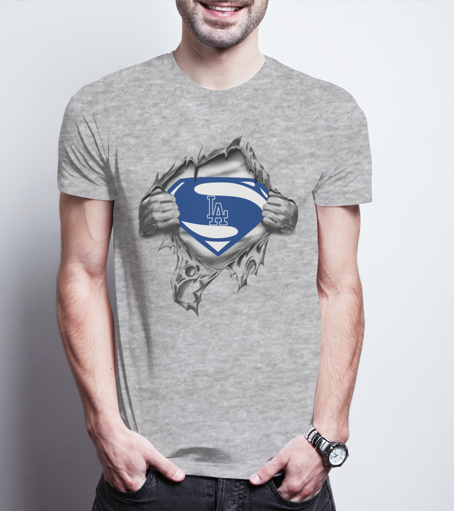 Los Angeles Dodgers Superman Emblem 16-Front T-Shirt