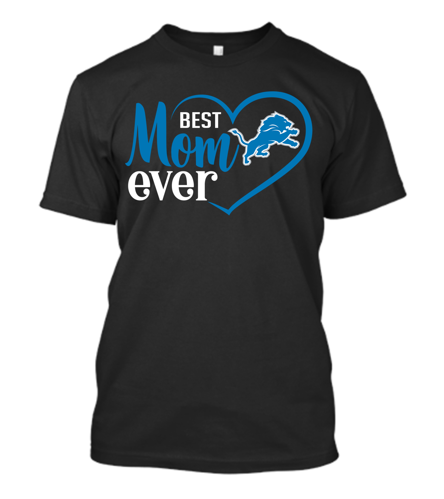 Detroit Lions Best Mom Ever Heart And Lion T-Shirt