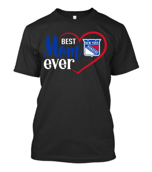New York Rangers Best Mom Ever Heart Badge T-Shirt